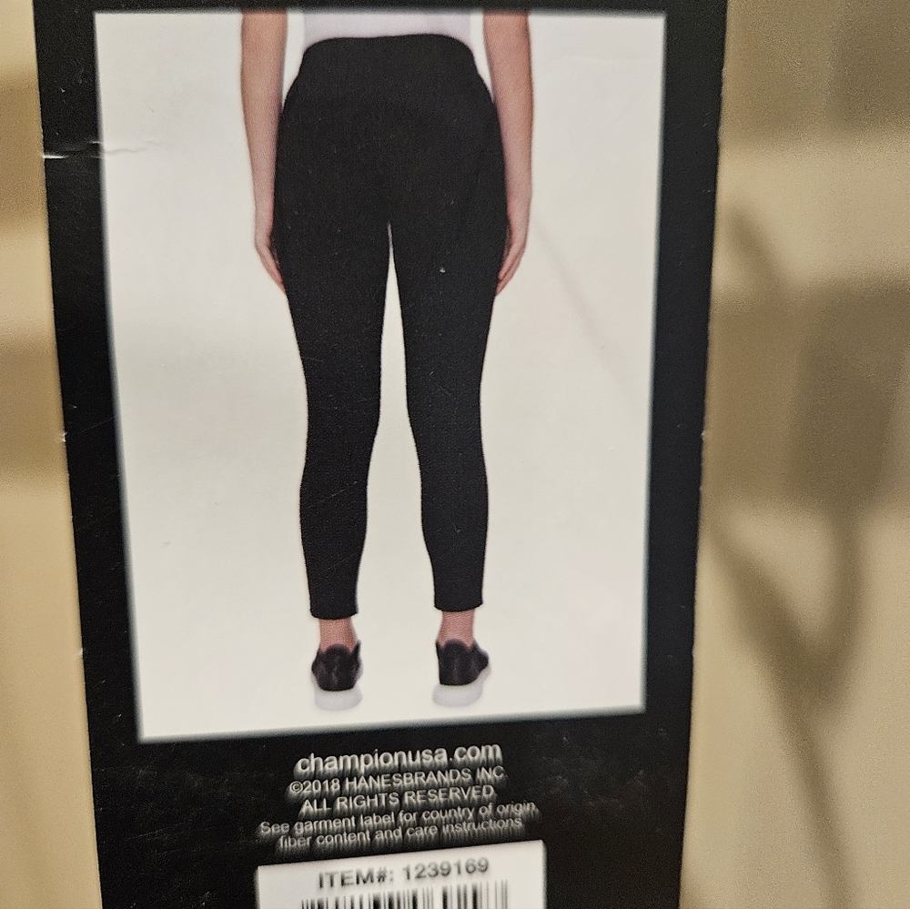Costco's Champion Black French Terry Active Leggings- Drawstring Sweats L, NWT - Picture 2 of 3